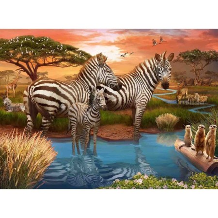 Puzzle Zebre La Apa, 500 Piese Ravensburger - 1
